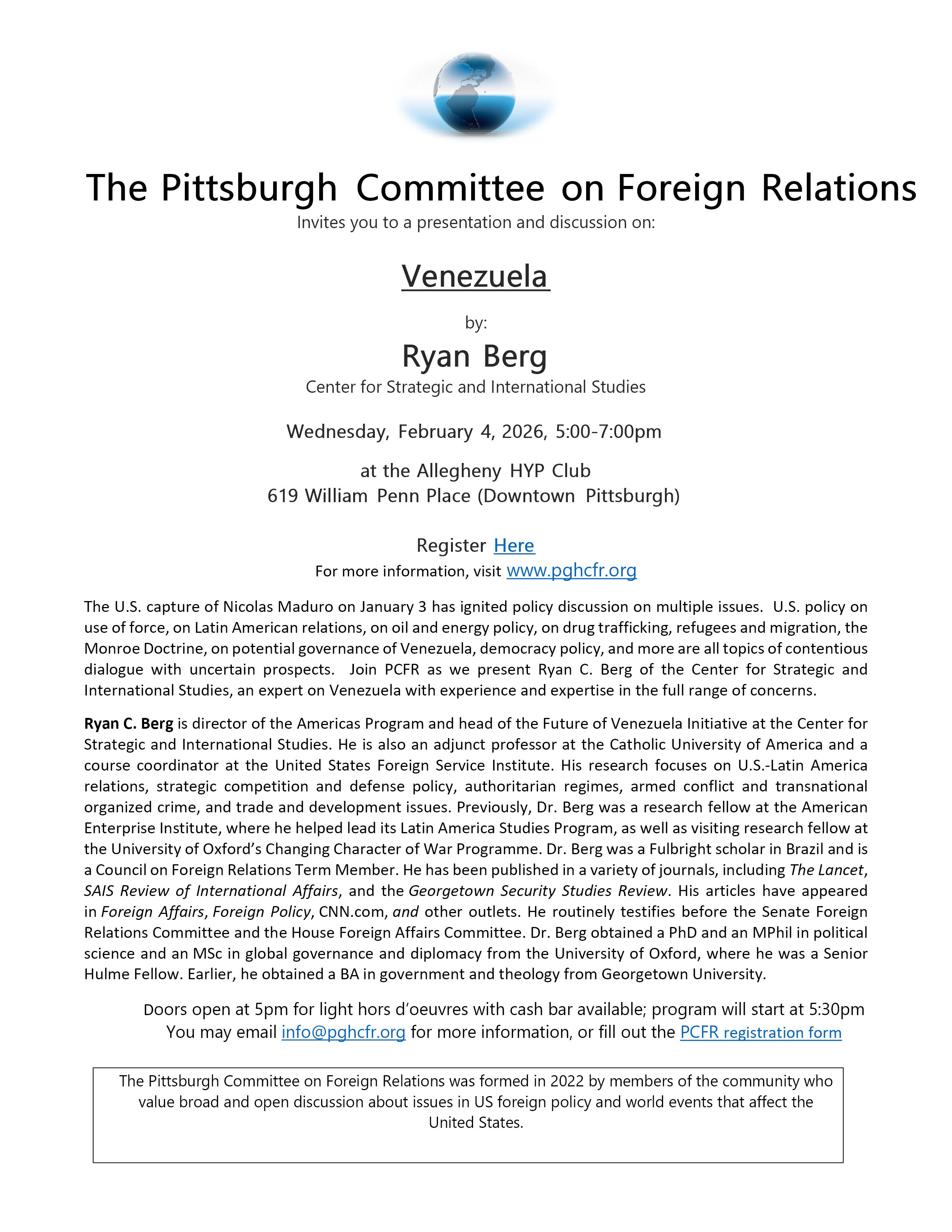 The Pittsburgh Committee on Foreign Relations